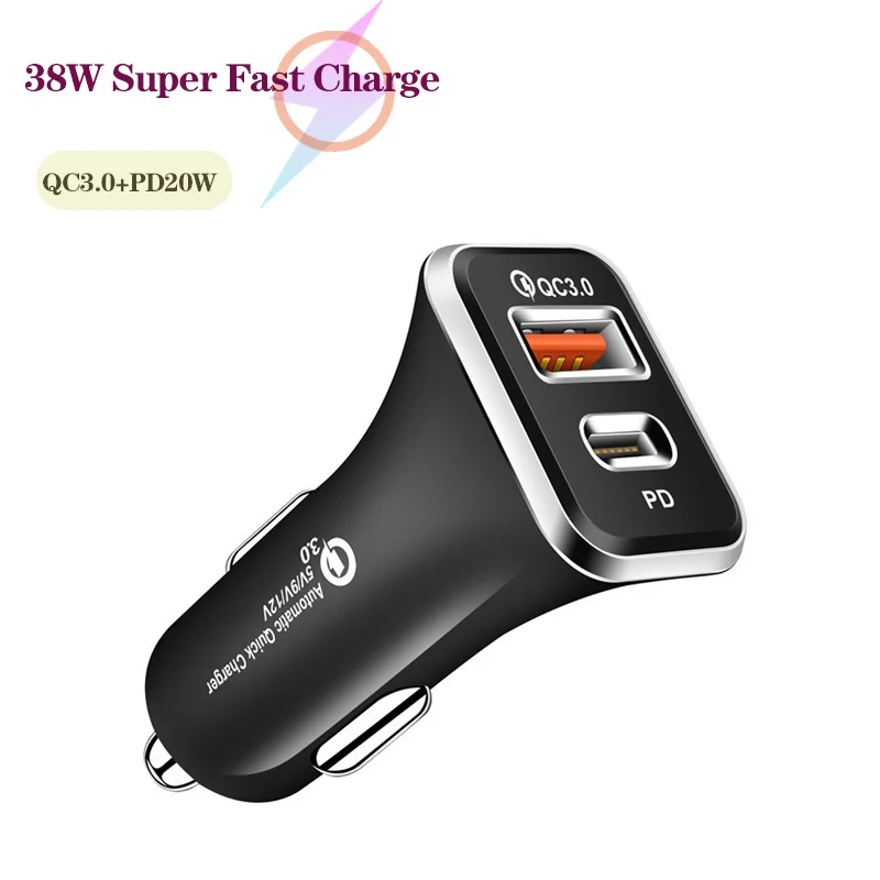 

38W 48W 58W 3.1A Car Charger 2 Ports Car Charger Super Fast Charging PD20W Car Cigarette Lighter Flash Charge For phones