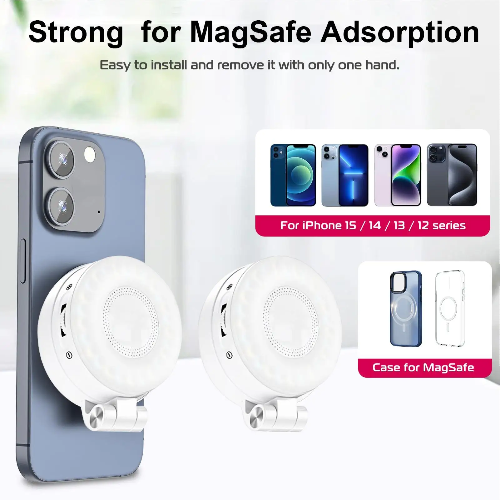 

Телефонная лампа для селфи с магнитным заполнением, телефонная лампа для видеозаписи, 3 режима, регулируемое освещение для макияжа, ноутбука, веб-камера, камеры