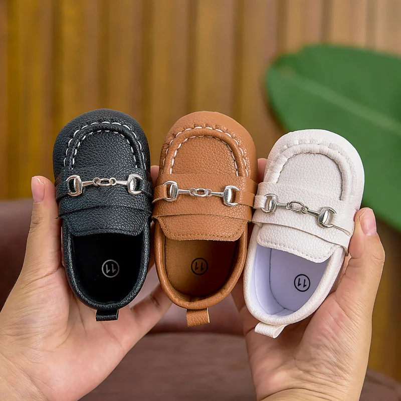 Spring And Autumn British Style Baby Leather Shoes 0-12 Months Old Baby Soft Sole Casual Walking Shoes
