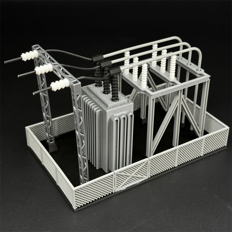 1/87 HO Scale Transformer Station Diorama Fine Plastic Model Assembly Kit DIY Building Miniature Model Hobby Collection Decor