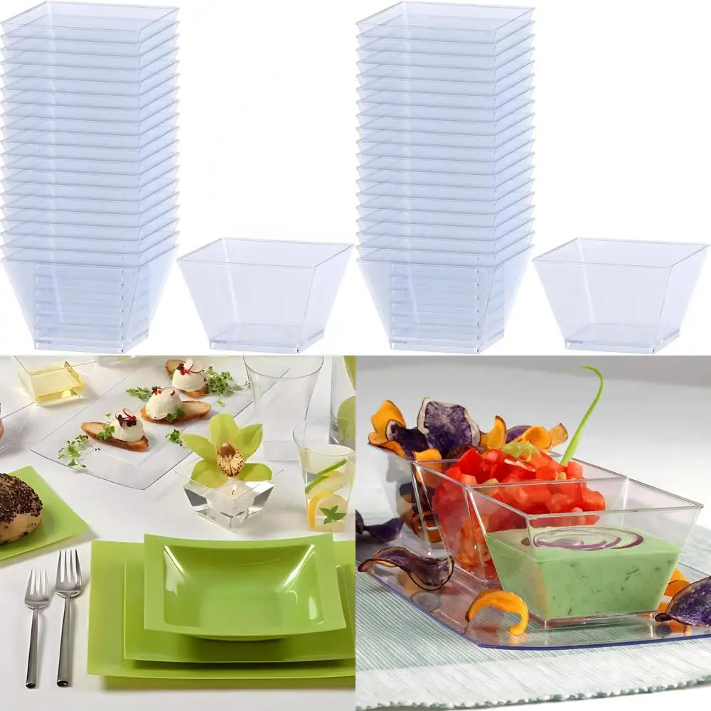 

Маленькие прозрачные пластиковые миски для сервировки, 8 унций, одноразовые, для закусок, десертов, соусов, 240 штук, утолщенные, без BPA