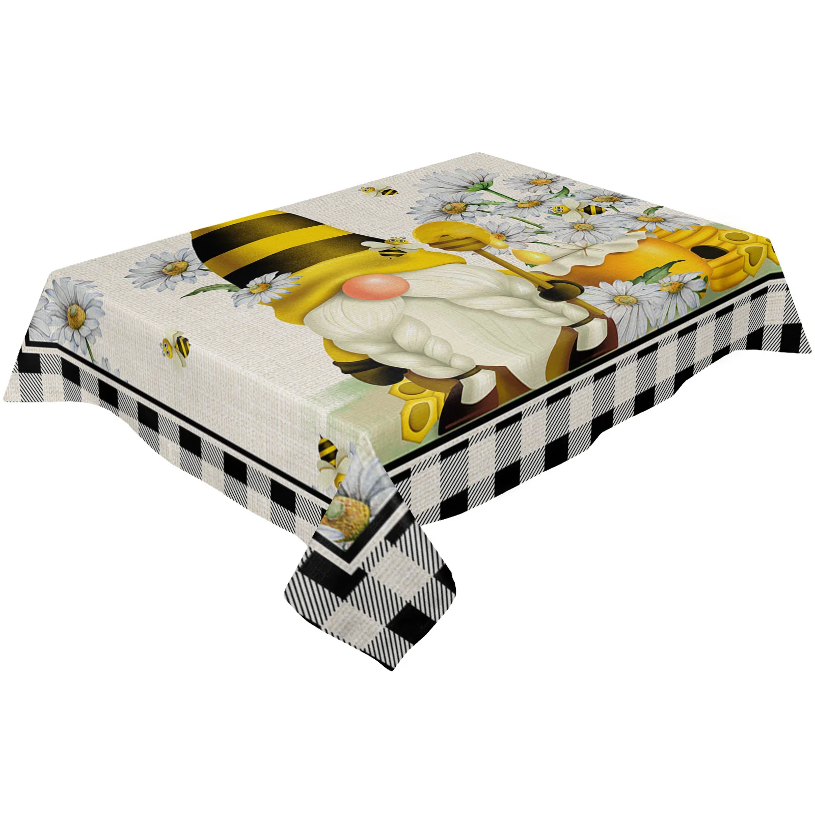 Pastoral Spring Bee Daisy Gnome Table Covers Dining Coffee Waterproof Tablecloth Wedding Party Decor Tablecloth Picnic Blanket