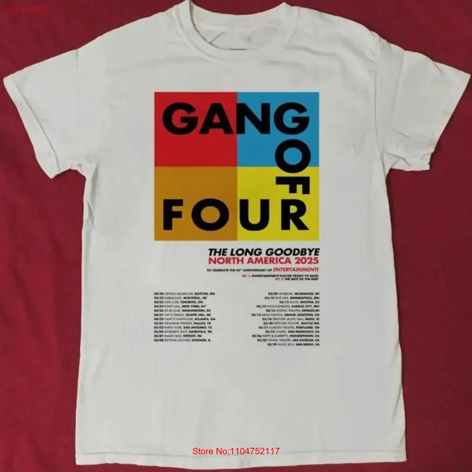 Gang of Four The Long Goodbye Spring 2025 Tour S 5XL T Shirt vintage Washed designer clothes streetwear Stylish Stretched
