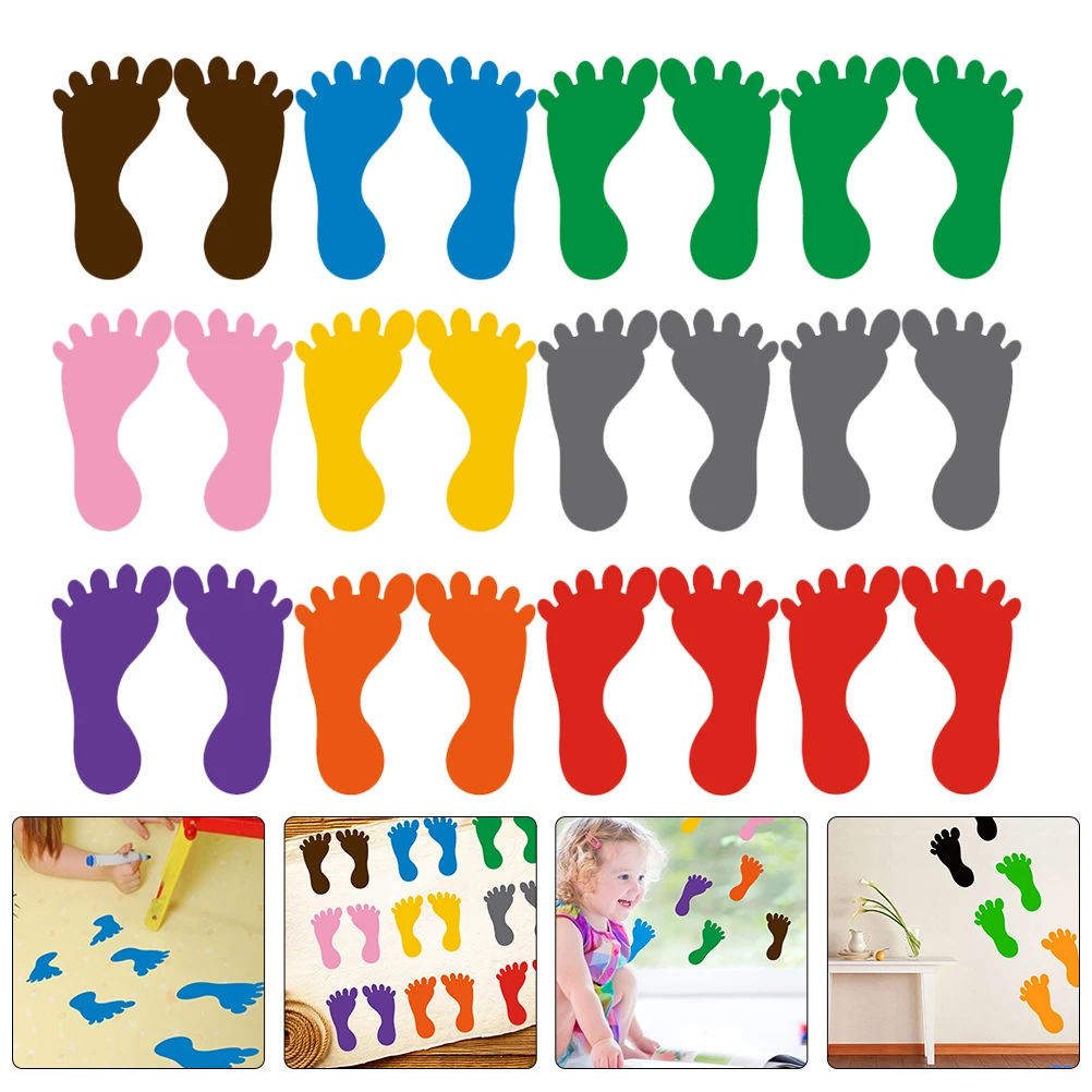 18 Pairs Footprint Floor Decal Kid Footprint Sticker Kindergarten Classroom Bathroom Decor Ground Sticker Waterproof SchoolAdorn