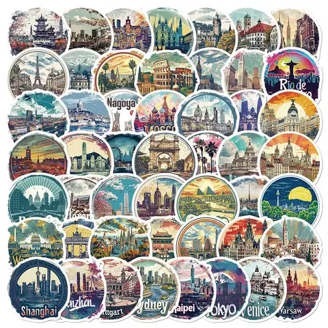 10/50/100PCS Mix World Famous Building Stickers Aesthetic Travel Landmark Decal Graffiti DIY Phone Suitcase Luggage Guitar Decal 8 best sales lego stickers - №6