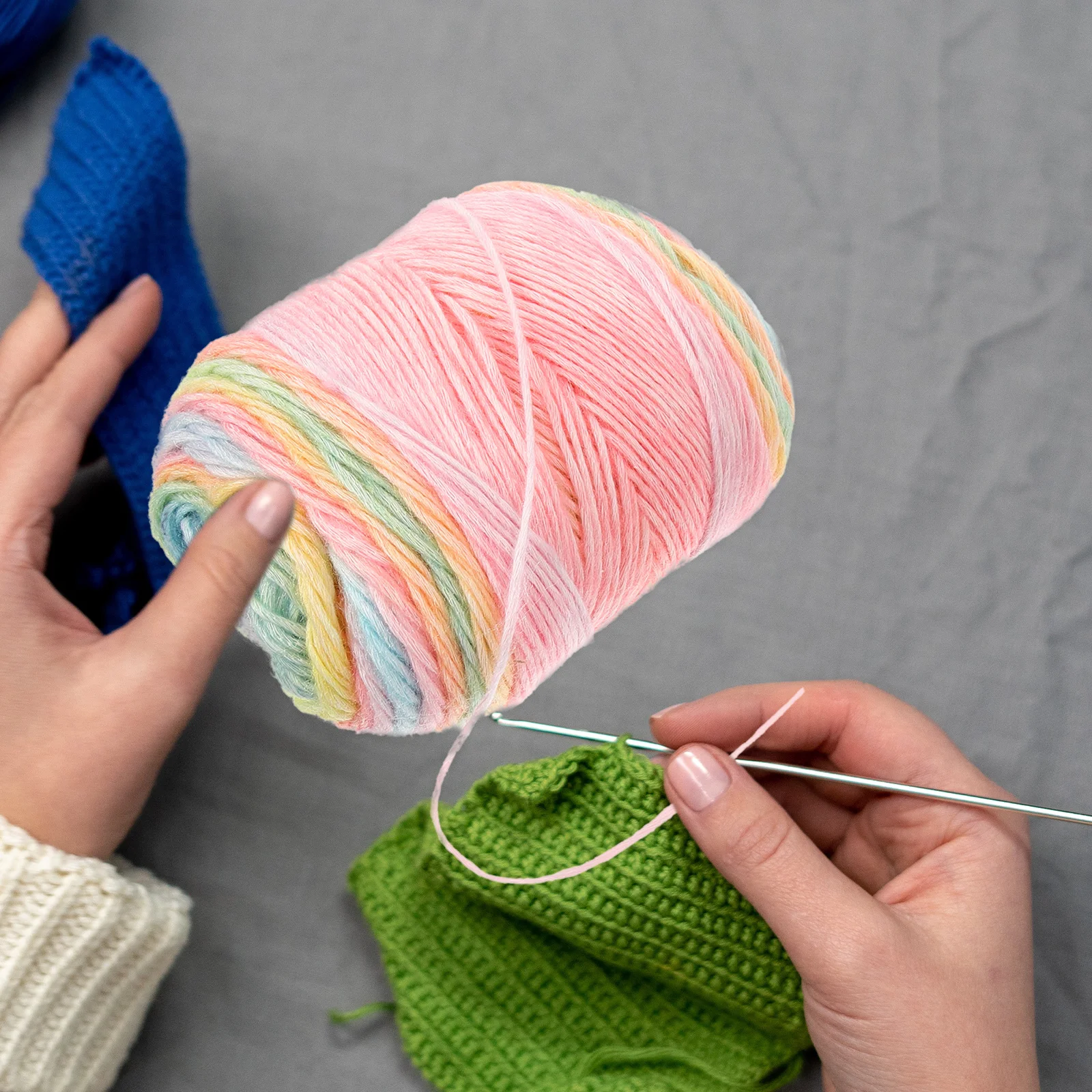 

Gradient Color DIY Cotton Crochet Wool Throw Blanket Segment Dyeing Rainbow Fading Yarn Cotton Crochet Yarn For Knitting