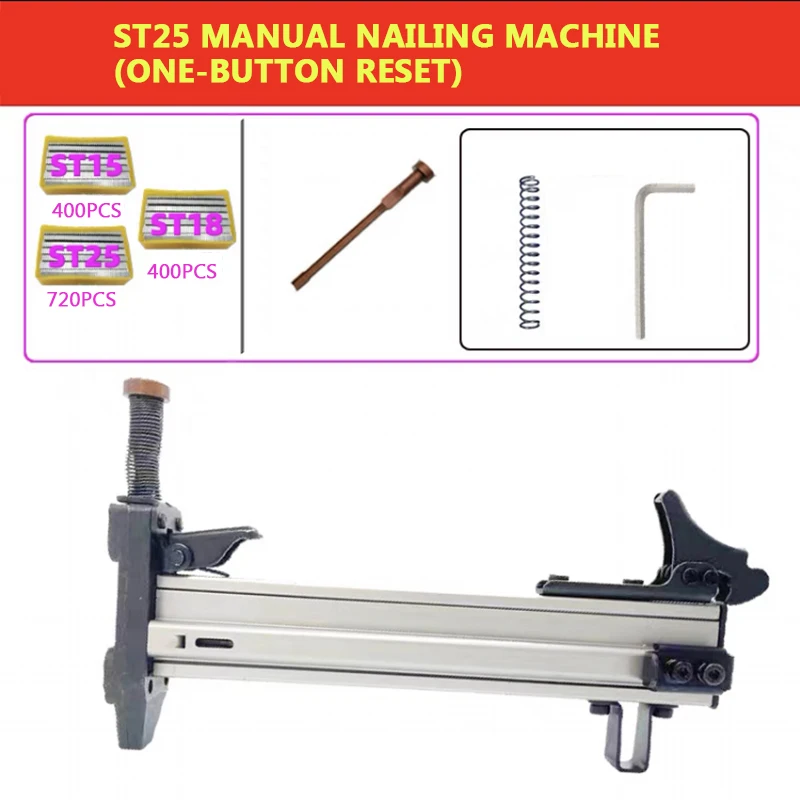 ST25 Manual Steel Nail Gun, Reset semi-automático, parede de cimento Catching, prego perfuração, calha de linha aberta, prego perfuração, Artefato