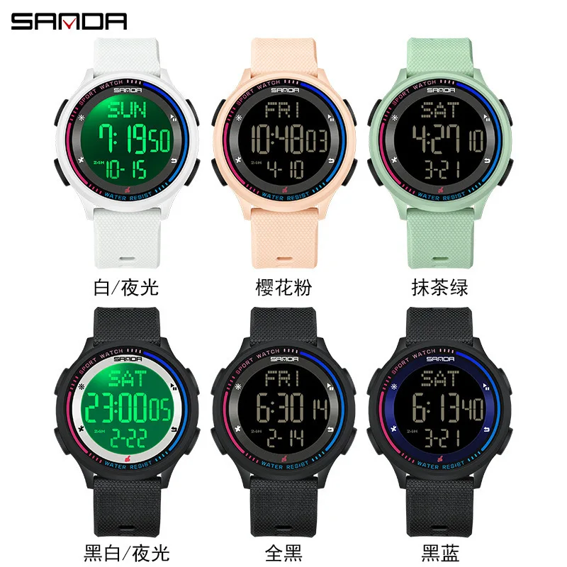 Модные цифровые наручные часы SANDA для подростков, молодых студентов, мужчин и женщин, модные водонепроницаемые наручные часы для спорта на открытом воздухе, 6158