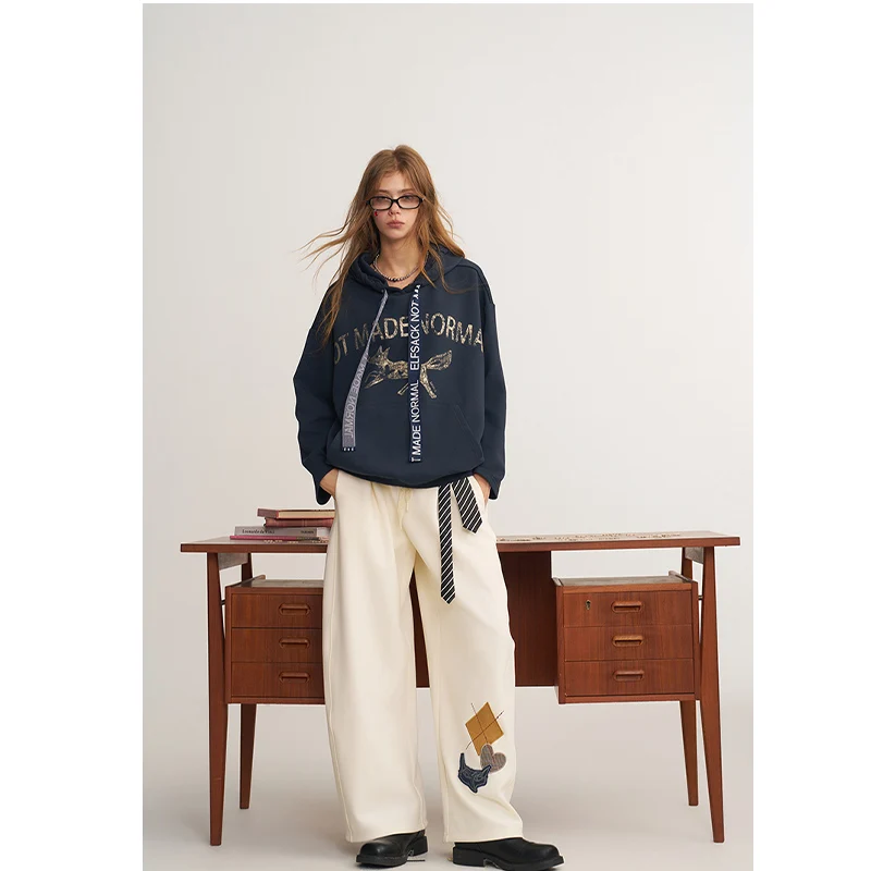 ELFSACK Women Y2K Oversized Hoodie with Fox Letter Graphic Print, Kangaroo Pocket Sweatshirt for Fall Daily Outfit