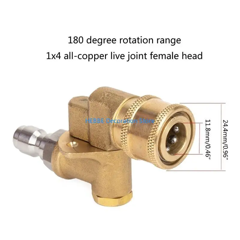 B0KC 1/4" Quick Rotary Coupler Adapter Copper Connection for High Pressure