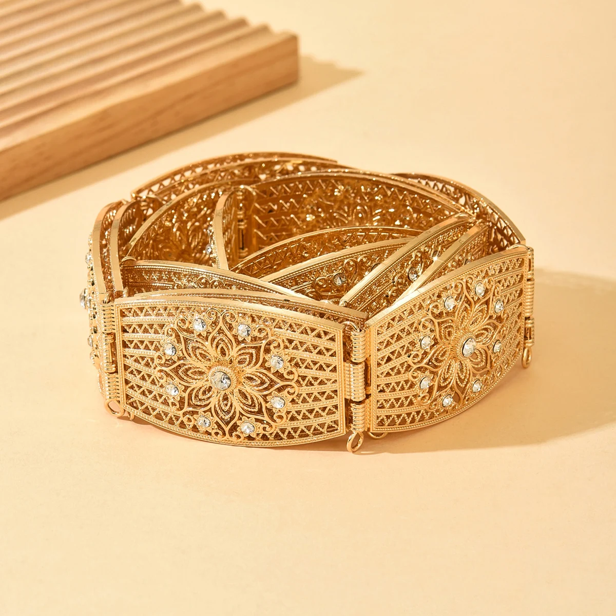 مجوهرات الزفاف الخصر سلسلة طول قابل للتعديل حزام العروس العربية مطلية بالذهب قصر النمط النبيل معدن حجر الراين الجسم #1