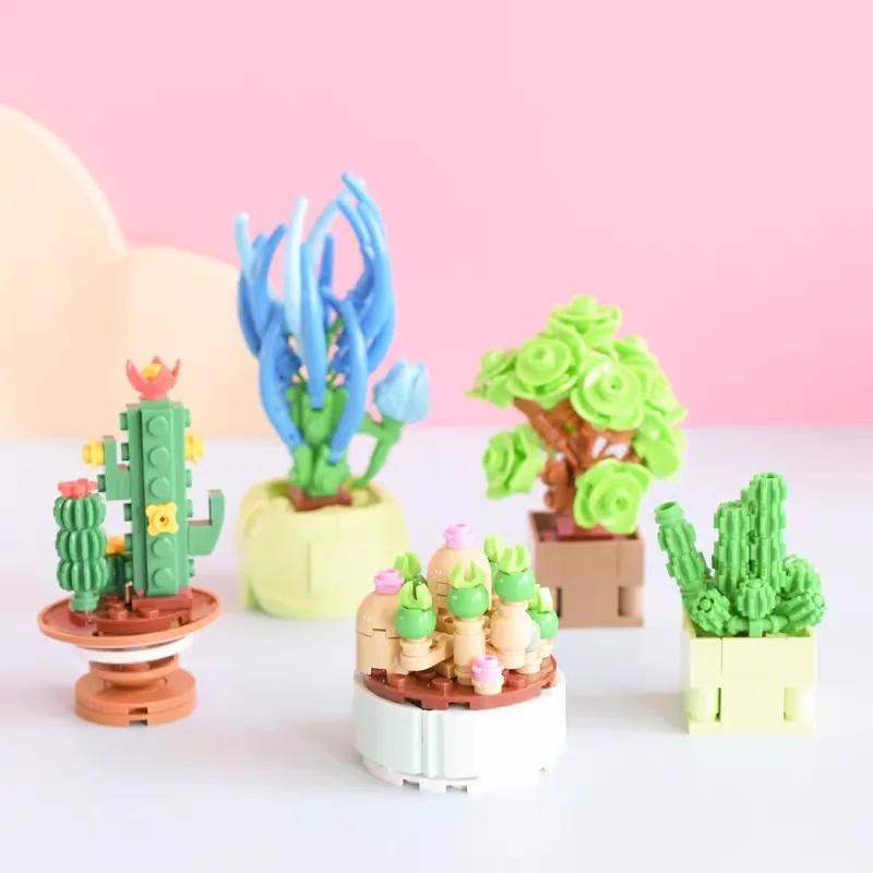 

Креативные сочные строительные блоки, имитация цветка, растения в горшке, слепая коробка, обучающая игрушка для самостоятельной сборки для детей
