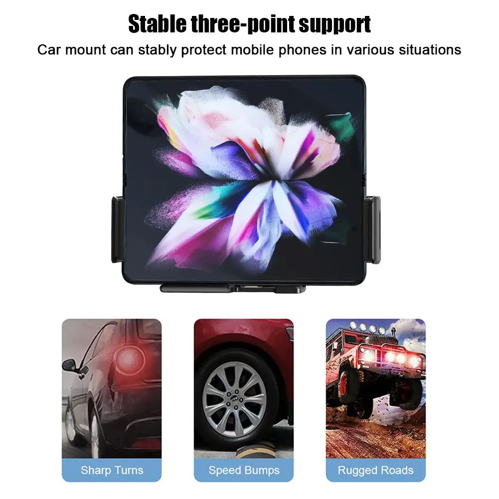 15W Dual Coil Wireless Car Charger For Samsung Galaxy Z Flip Fold Clamp Fast Car Charging Phone Mount Holder image 6
