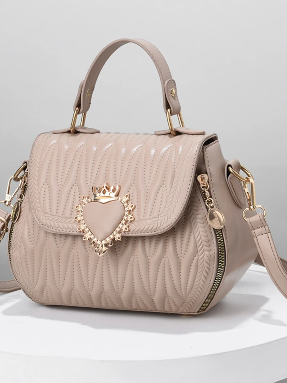 

Folded Women's Handbag Fashionable Versatile Korean Style Commute Shoulder Crossbody Bag Soft British Style Leisure Pure Color