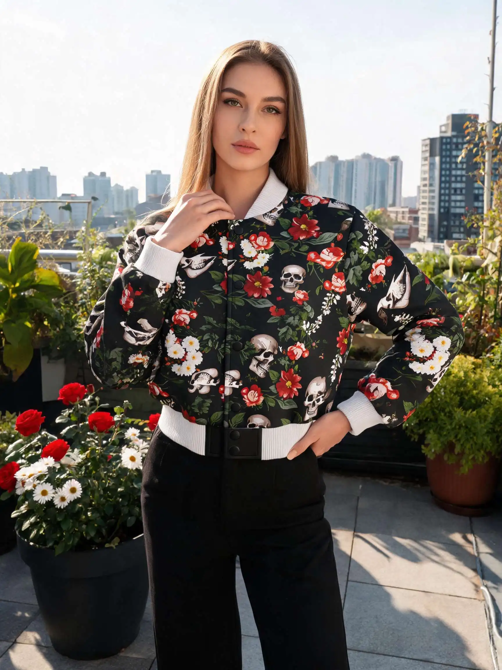 Women's short baseball jacket, women's short baseball jacket, autumn and winter slimming, versatile commuting jacket