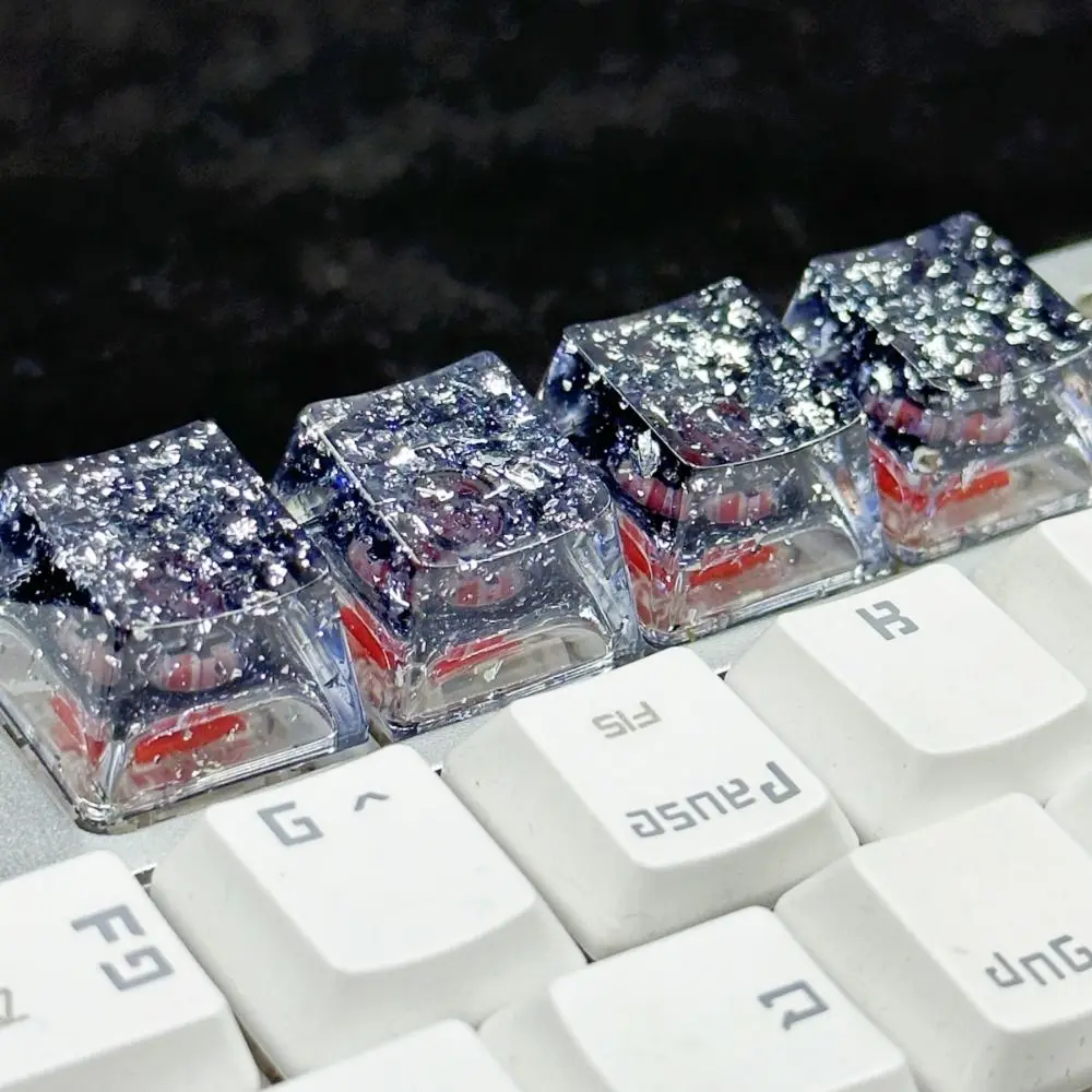 

Универсальные бумажные колпачки для клавиш из золотой фольги, 3D маленький ключ, смола, прозрачная крышка для клавиатуры, украшение ручной работы, механическая клавиатура, колпачок для клавиатуры
