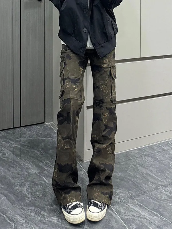 

Американская камуфляжная рабочая одежда в стиле ретро, джинсы, мужские и женские облегающие прямые леггинсы, брюки Cleanfit, осенняя мода, повседневная одежда