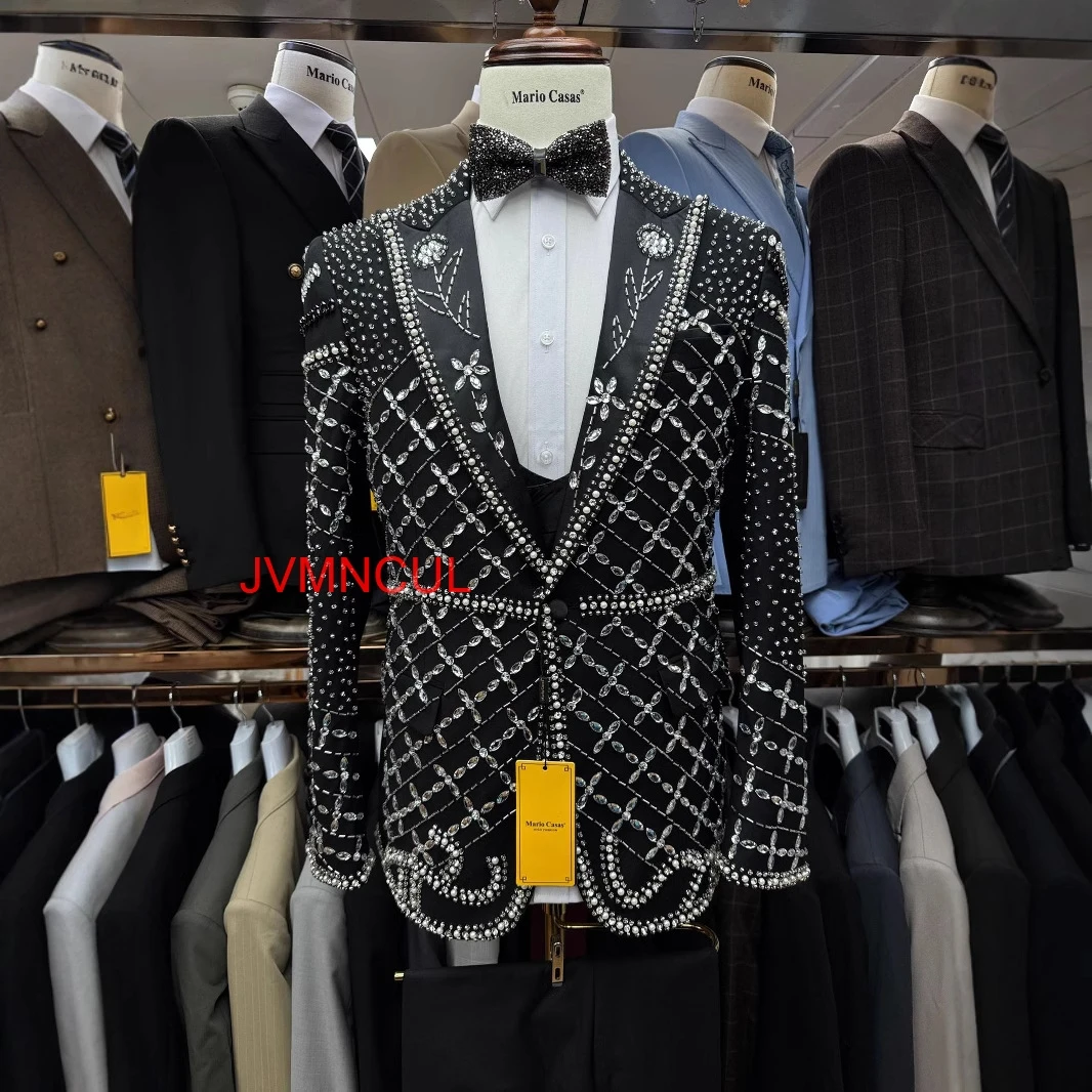 Men'S Formal Wear For Reception - Мужской роскошный костюм с вышивкой, приталенный,