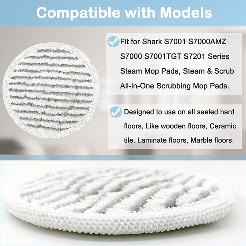 Replacement Steam Mop Pads For Shark S7001, Shark S7000AMZ, S7000 S7001TGT S7201 Series, All-In-One Scrubbing Mop Pads