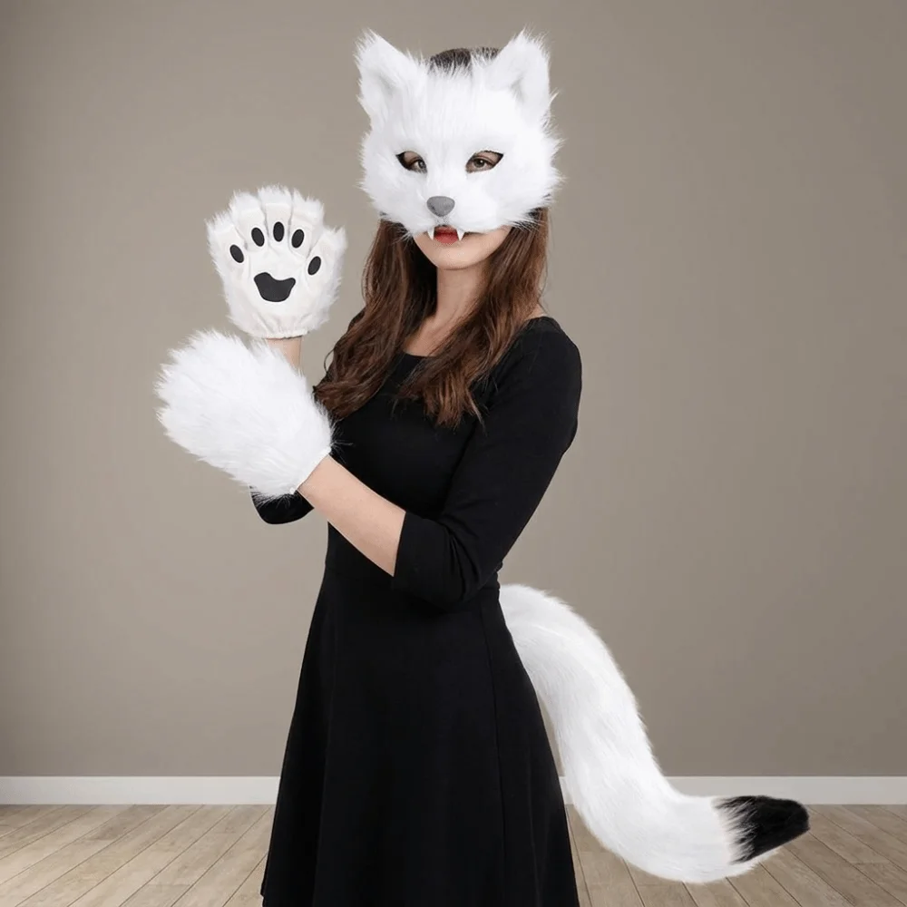 Plush Halloween Cosplay Accessories Claw Tail Halloween Animal Cosplay Props Outfit Adjustable Animal Cosplay Props Kid‘s Gift