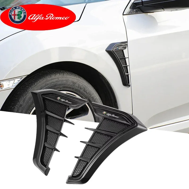2Pcs Car Side Fender Air Flow Wing Vent Stickers Cover for Alfa Romeo Tonale Giulietta GT 159 147 156 Mito Brera Giulia Stelvio