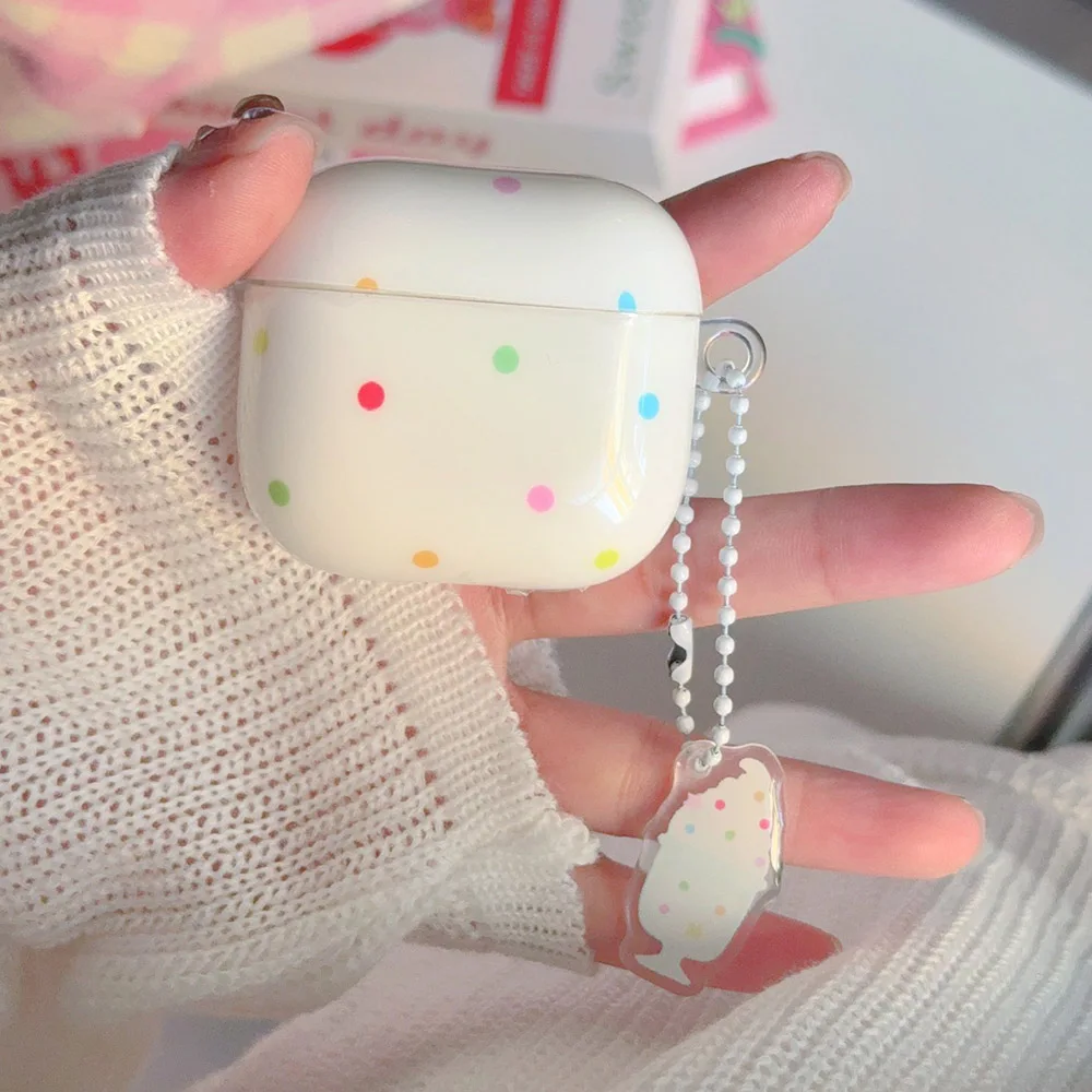 

Глянцевый мягкий чехол для наушников с подвеской в виде радужной волны и мороженого для AirPods Pro 3 2025 для AirPods Pro 1, 2, 3, 4, защитный чехол