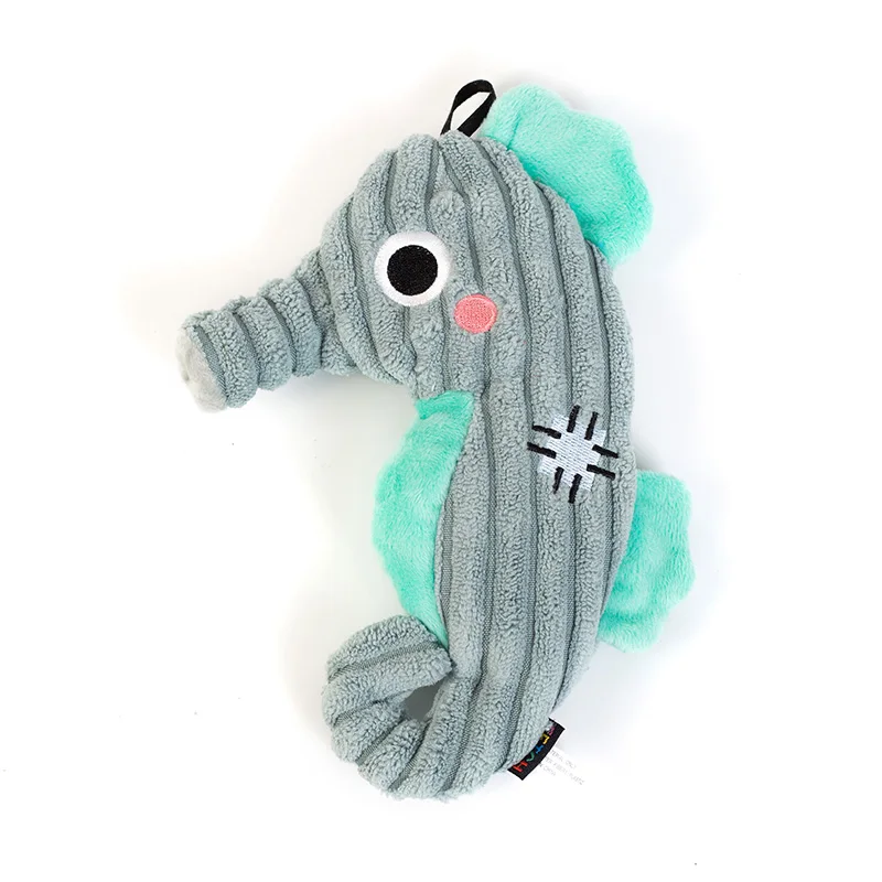 Plush Dog Toy Tropical Sea Series Squid/Seahorse/Shark/ Crab Soft Squeaky Toys Small Large Dogs Puppy Pets Training Accessories