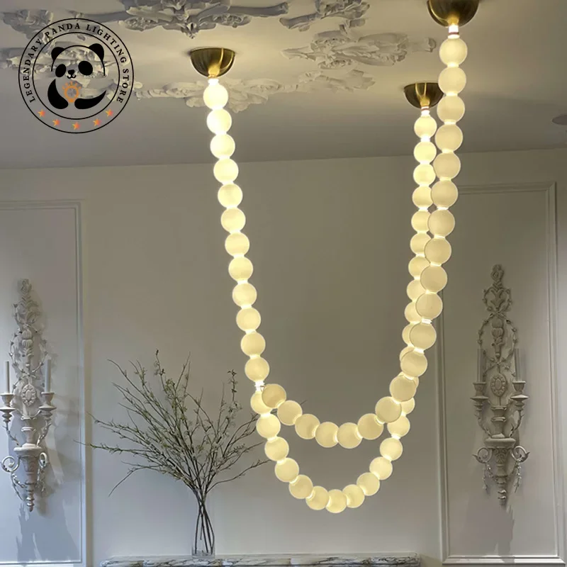 

French Designer Pendant Lights Personalized Luxury Necklace Chandelier Living Room Hallway Staircase Restaurant Hotel Luminarias