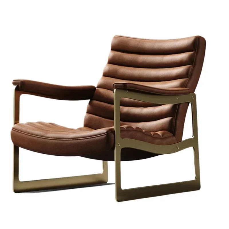 

Single sofa chair, leather Italian light luxury living room villa high-end beauty salon meeting room leisure chair