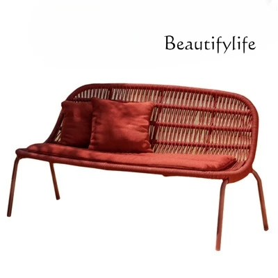 

Nordic outdoor small sofa balcony outdoor courtyard rattan sofa