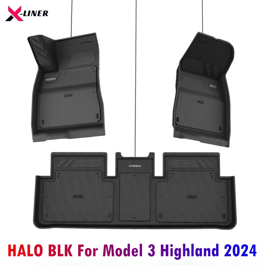 HALO BLK For 2024 Tesla Model 3 Highland Floor Mat All-Weather Protection Eco-Friendly TPE Car Floor Liners For Model 3 Highland