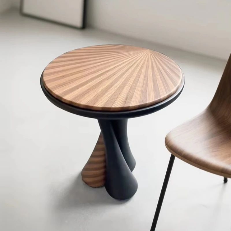Modern solid wood round edge table minimalist style living room or next to sofa