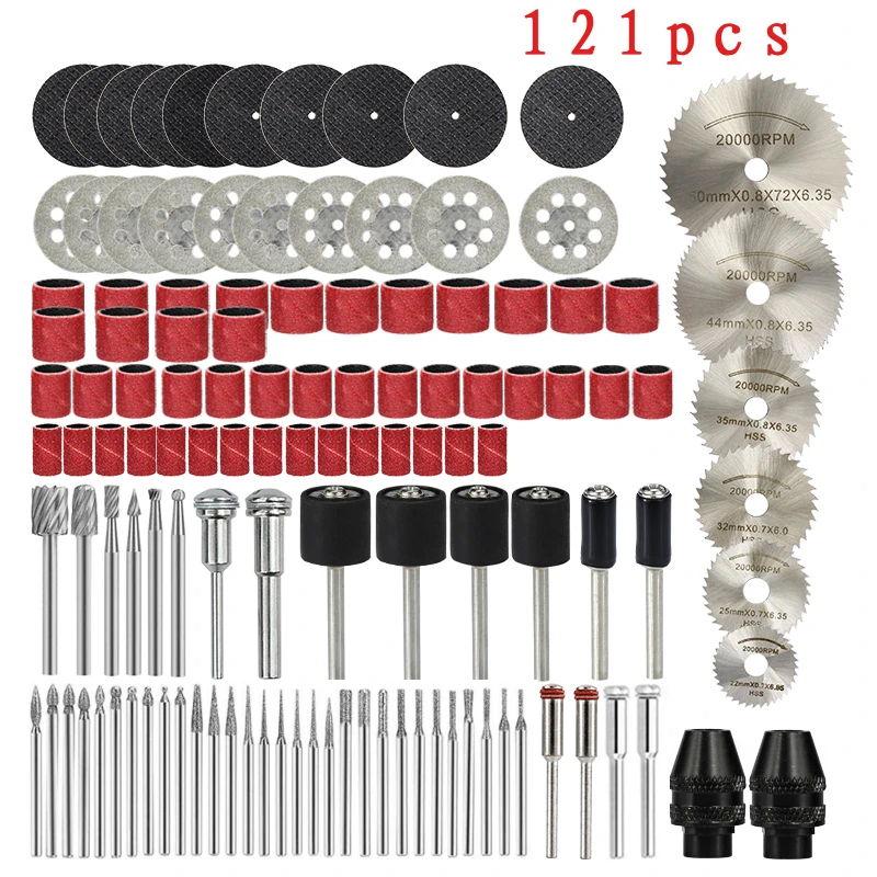 

121pcs Engraver Rotary Tools Accessories Set Drill Grinding Polishing Saw Blade Diamond Rotary File Cut off Set For Dremel