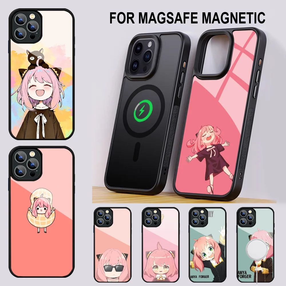 

Spy X Family A-Anya Phone Case For IPhone 16 15 14 13 Pro Max 11 12 Mini Alex Mirror For Magsafe Wireless Charging Cover