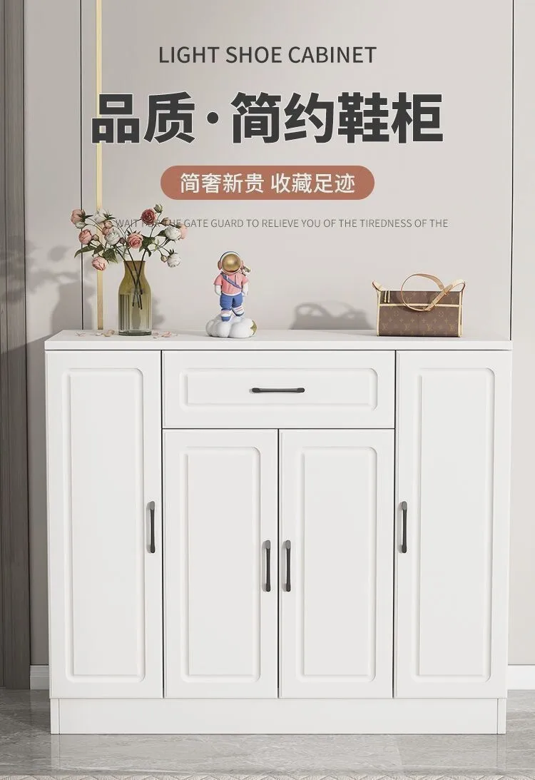 Solid wood shoe cabinet, simple modern foyer cabinet at home door, multi-functional entrance entrance cabinet, European balcony