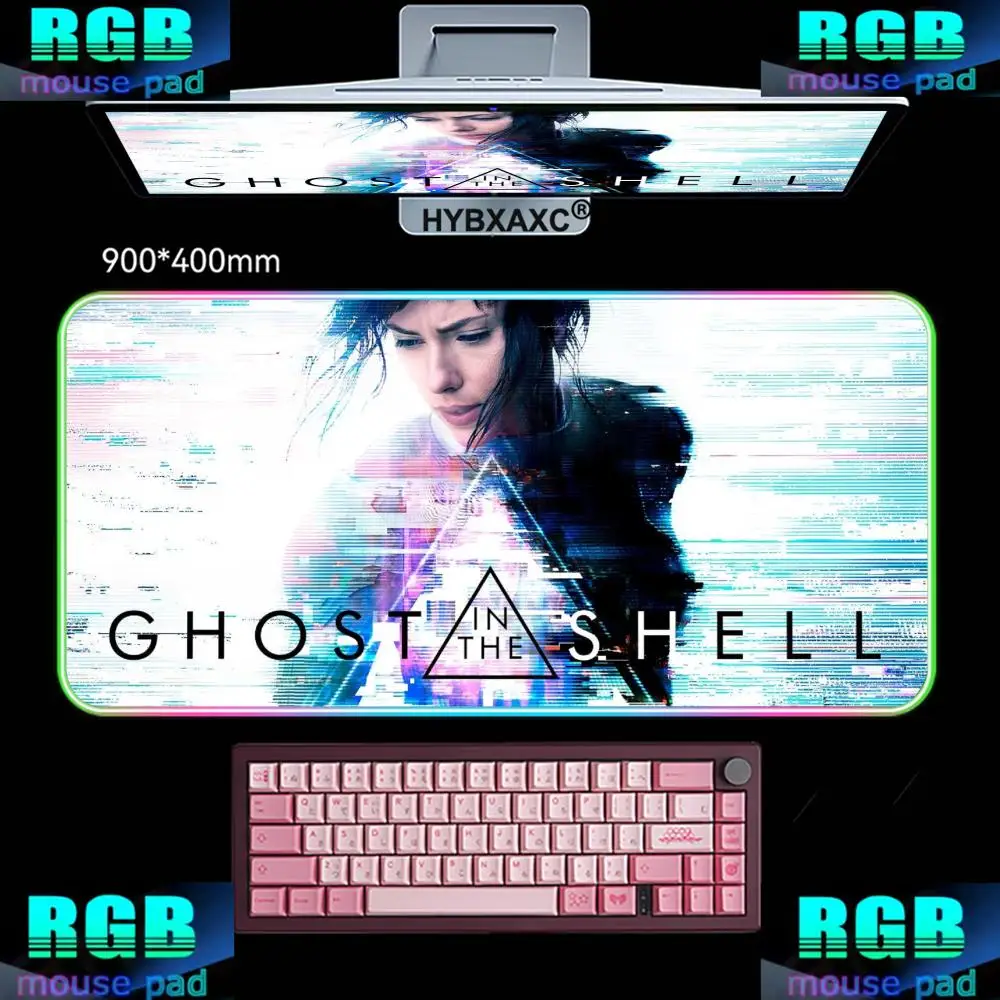

HYBXAXC Mouse Pad RGB Gaming Mouse Pad Desk Mat HD Gamer Large LED Light XXL Ghost In The Shell Custom Skin Gamer RGB Mouse Pad