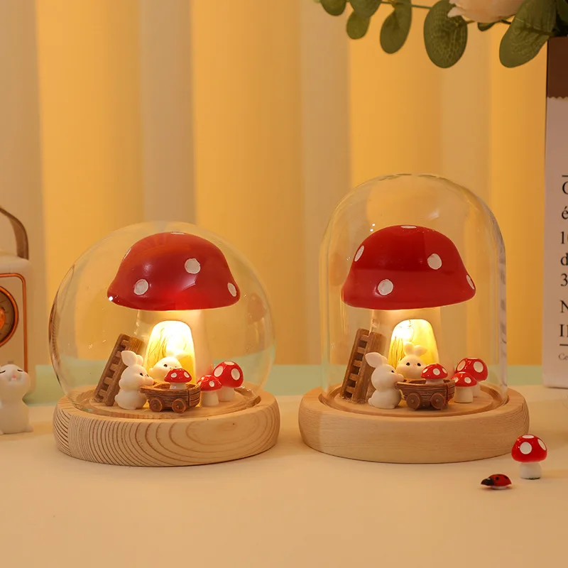 

Handmade DIY Rabbit Mushroom Night Light Home Bedroom Study Atmosphere Light Decoration Student Dormitory Girl Friend Gift