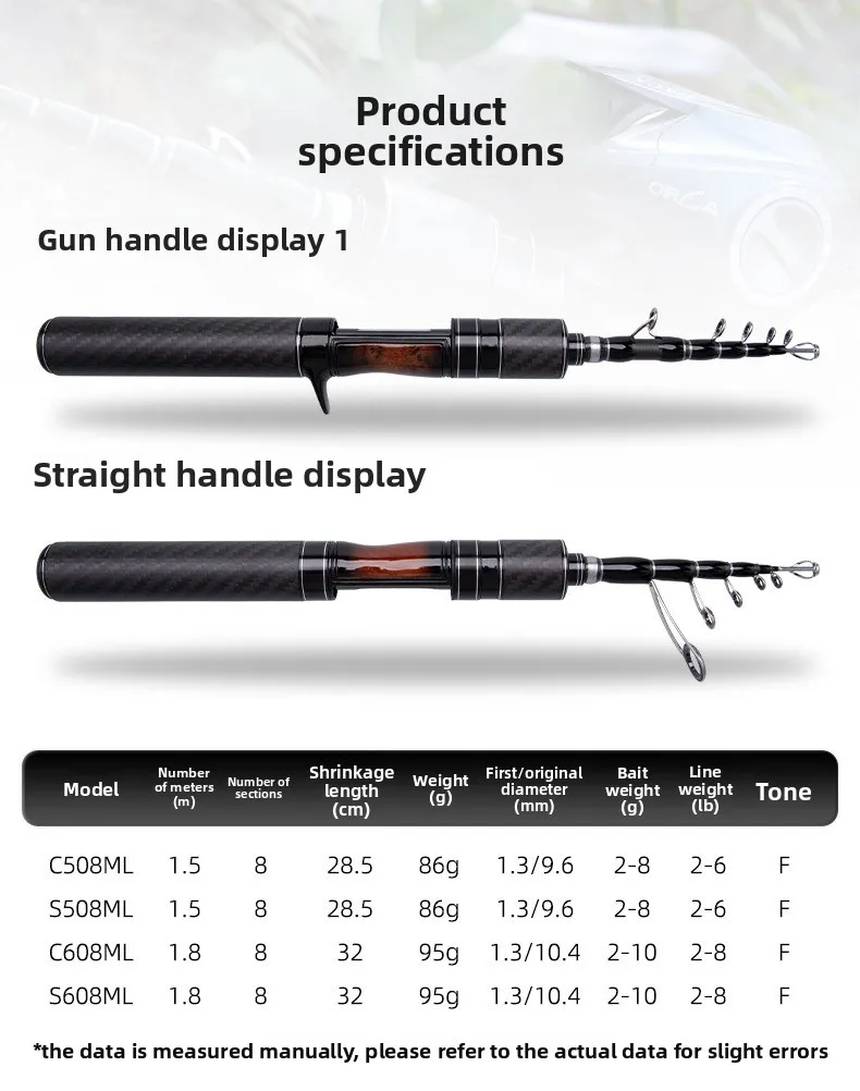 صنارة صيد تلسكوبية قابلة للتعديل من الاهتزاز ML، قصبة صيد عائمة صغيرة محمولة من الكربون قابلة للتعديل #6