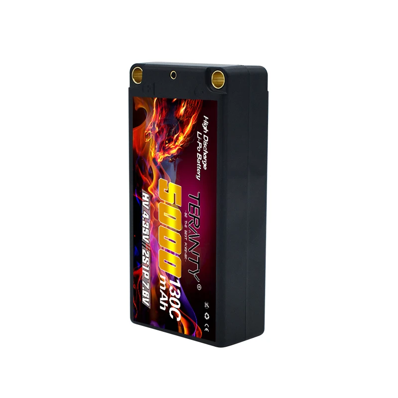 TREANTY 2S 7.6V 5000mAh 130C/260C with 5mm Bullet T Plug Suitable for Remote Control Car Model RC Toy High Rate Lipo Battery