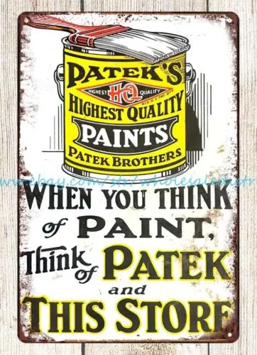 PATEK'S PAINT metal tin sign bedroom office design ideas