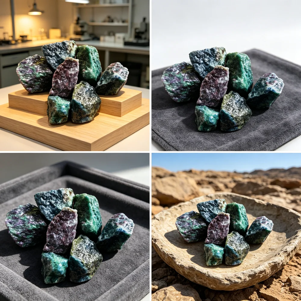 Natural Raw Emerald Sapphire Ruby Red Blue Green Gemstone Stone UV