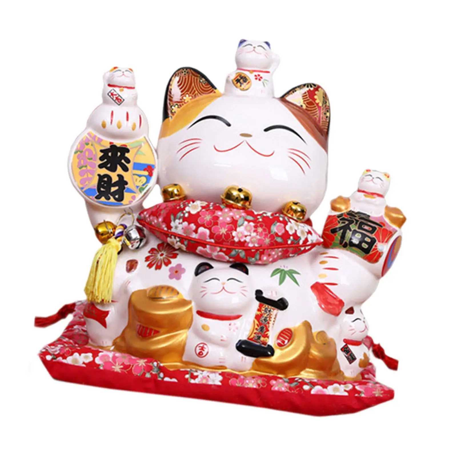 

Lucky Cat Piggy Bank Gift Ceramic Saving Jar Container Chinese Cat Statue Figurine for New Year Home Desk Bedroom Decorations