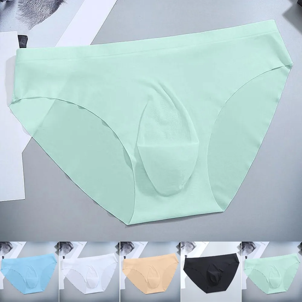

1pc Solid Color Mens Quick-dray Underwear Briefs Sexy Transparent U Pouch Panties Shorts Soft Traceless Underpants