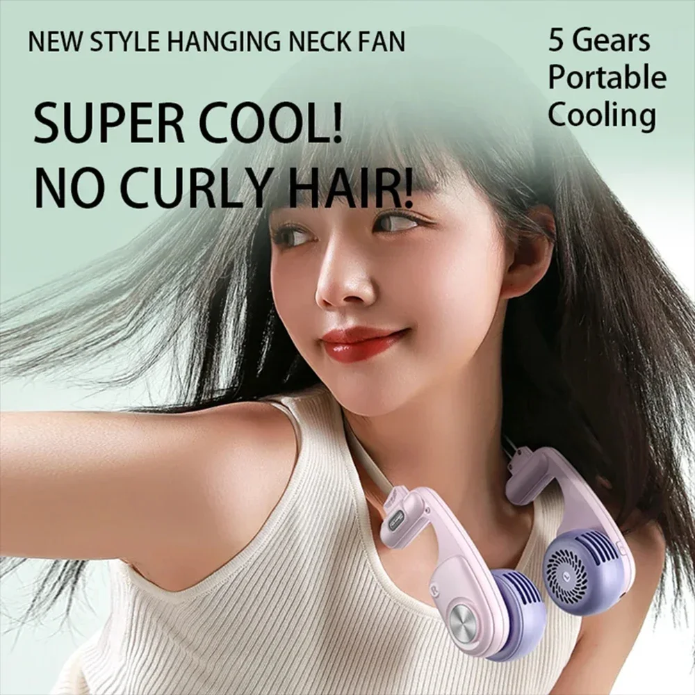 

Portable with 5 Gears Hanging Neck Fan 2024 New Style 360° Rotatable Portable Air Conditioner Wearable Neck Fan Bladeless Fan