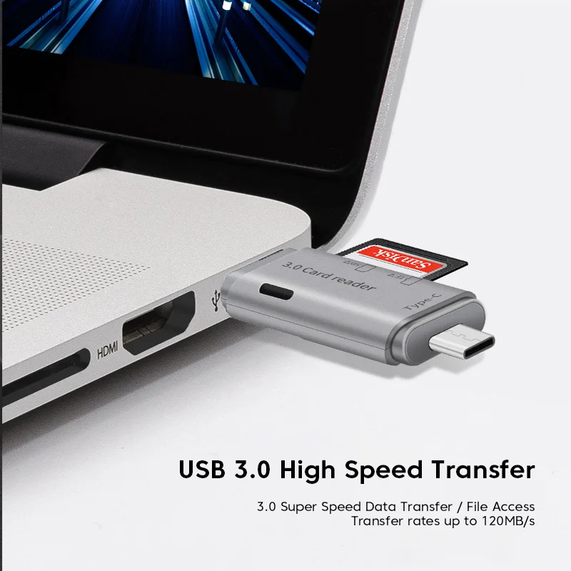 Elough 4 in 1 USB 3.0 Card Reader USB Type C To SD TF Memory Card Adapter High Speed Transfer Cardreader For Laptop Accessories