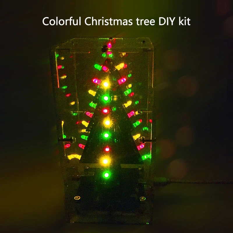 3D Colorful Christmas Tree Production Kit DIY Electronic Kit LED Running Light Flashing Electronic Component Fun Suite Soldering