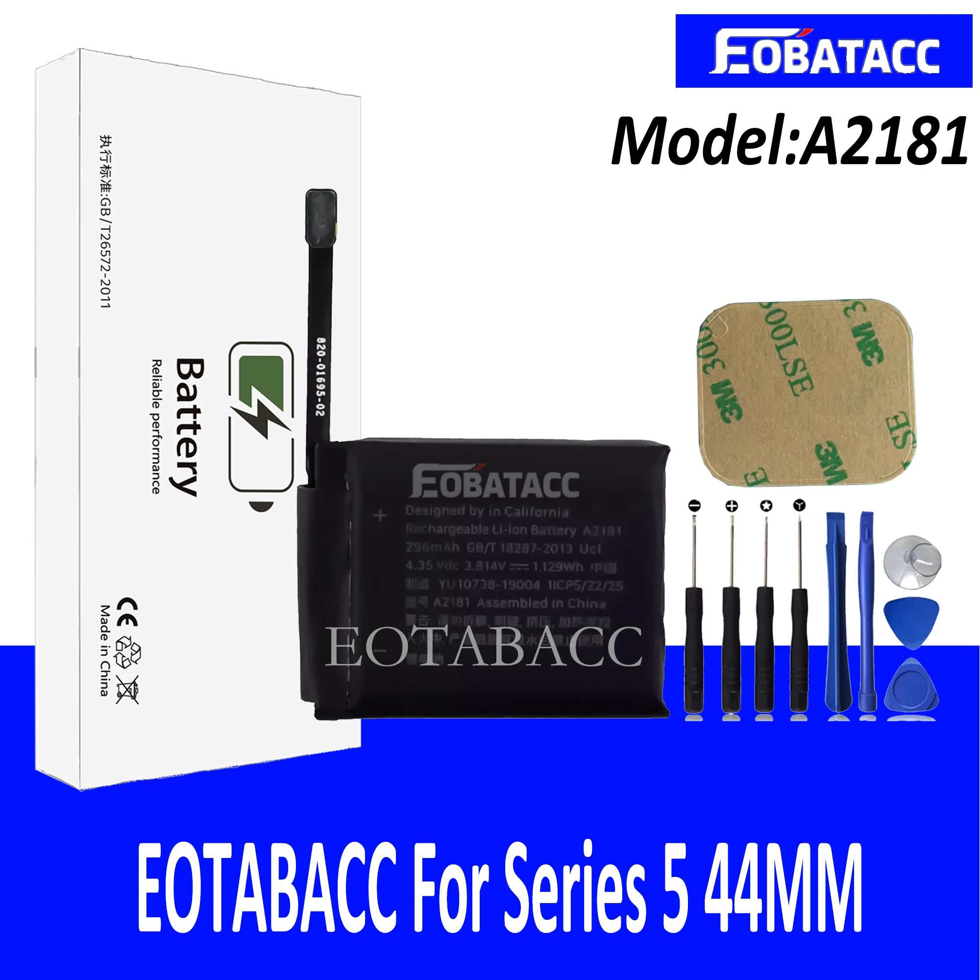 

EOTABACC New Battery 296mAh A2181 Battery For iWatch Series 5 44mm A2181 Smart Watch Batteries + Free Tools