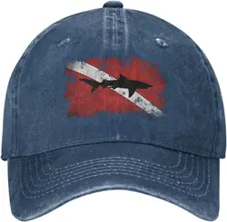 Vintage Shark Scuba Dive Flag Retro Sports Denim Cap