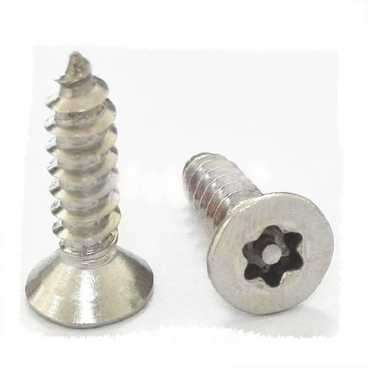 M2.9x8mm-25mm stainless steel flat head hexgonal countersunk six stars plum  anti-theft self-tapping screws