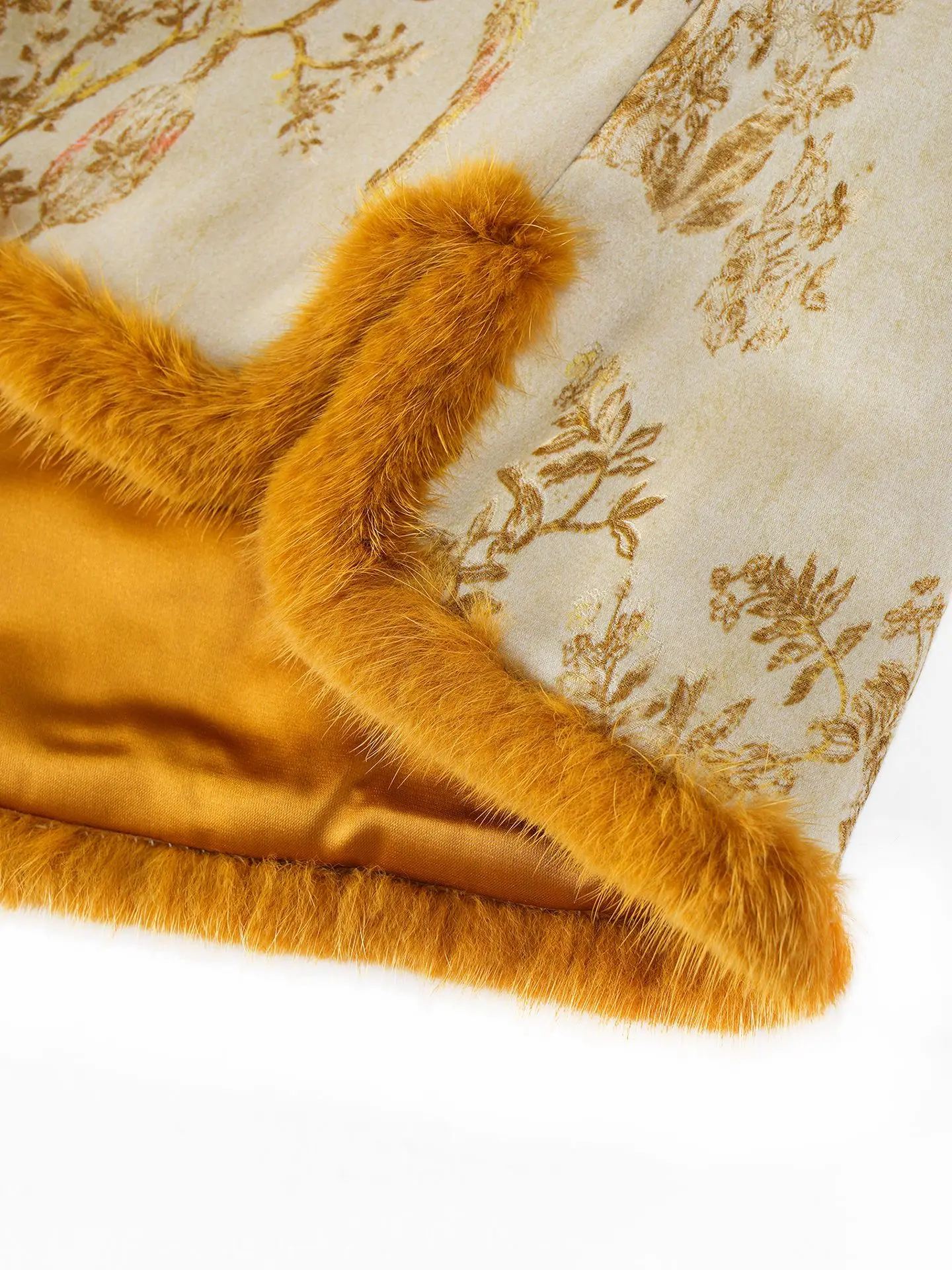 Cappotto gilet imbottito senza maniche con fiori stampati gialli patchwork di pelliccia da donna autunno inverno, cappotti gilet con motivo floreale vintage da donna